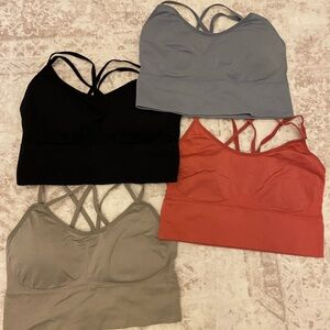 4-Pack Strappy Bandeau Tops in Coral, Sage, Black, and Slate